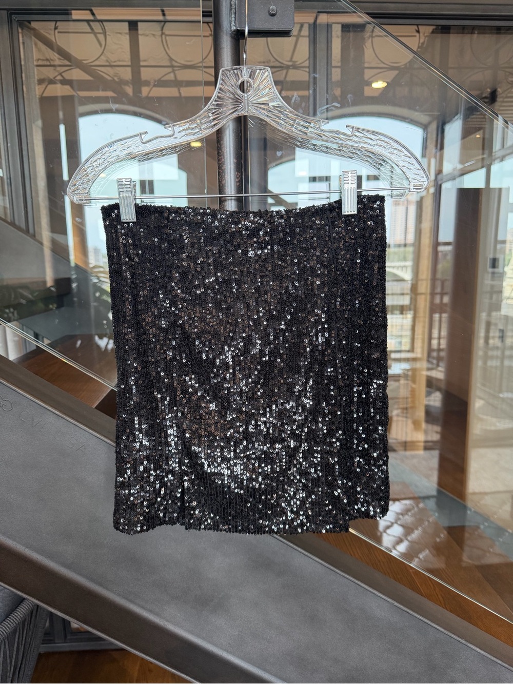 Black Sequin Mini Skirt